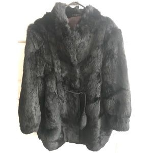 Vintage Black Rabbit Fur Coat